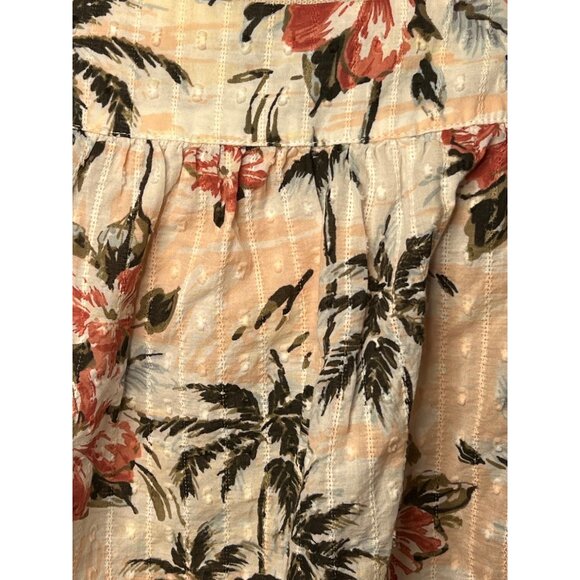 Torrid Floral Print Cotton Blouse Size 3 Tropical Pattern Short Sleeves Womens - Picture 7 of 10